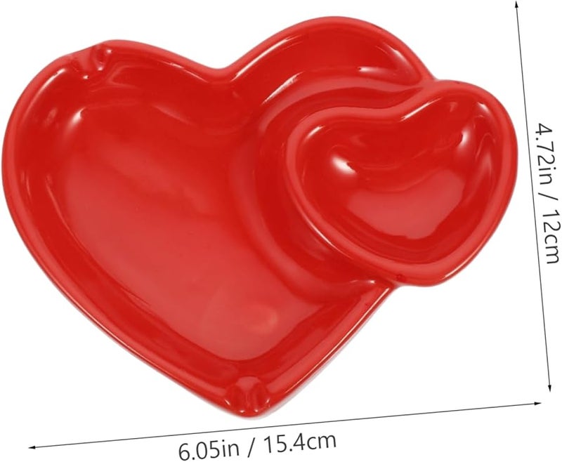 منفضة سجائر خزفية على شكل قلب، محمولة وسهلة التنظيف، بتصميم أحمر للحب للمنزل والمكتب والبار - Image 2